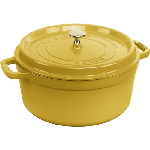 Image of Staub Cast Iron Round Cocotte, Dutch Oven, 5.5-quart, serves 5-6, Made in France, Citron