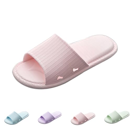 Chanclas de baño para mujer, estilo de pareja, PVC, pantuflas de baño, pantuflas suaves, antideslizantes, zapatillas de nube, chanclas para interiores y exteriores, cómodas y anchas, Rosa., 38