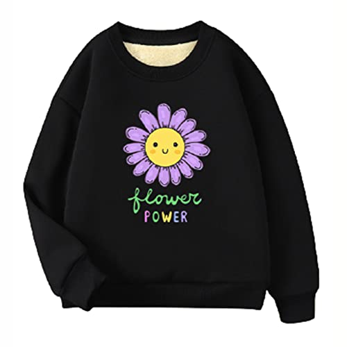 QIAOPING Filles Plus Velours Pull Chemise Bande Dessinée Impression Sweats Enfants Chaud Épaissir Manteau Tops Cover