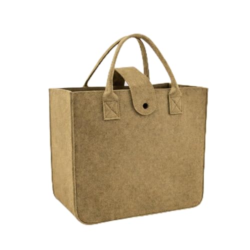 Image of Felt Fabric Reusable Shopping Bag with Handle & Button Closure for Grocery, School, Beach, Travel, Study, Gym, Gifts | Size - 30x34.5x17.8cm