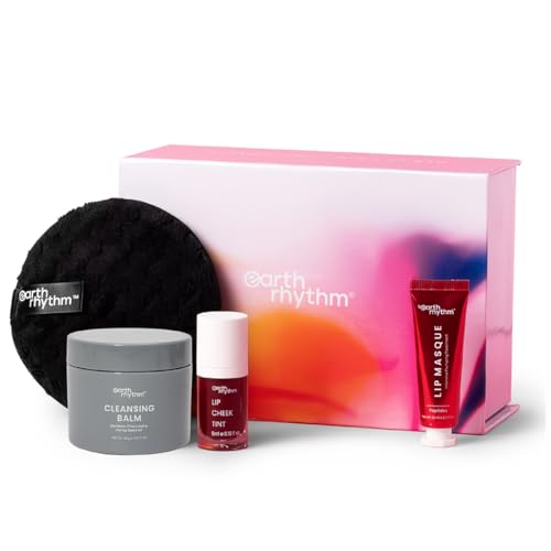 Earth Rhythm Tint & Glow Kit – Lip & Cheek Tint, Cleansing Balm, Makeup Remover Pad & Lip Masque