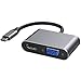 Produktbild USB Typ C auf 4K HDMI VGA Adapter, 2 in 1 Aluminum USB C Hub Thunderbolt auf VGA HDMI Adapter für MacBook Pro/Air/iMac, iPad Pro 2018,Surface Go, Huawei P30/20/Mate 30/20/10+/Typ C Gerät(Spacegrau)
