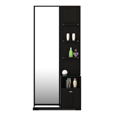 Image of Spacewood Dressing Table | Grace | 3 Year Warranty | 4 Shelves & 1 Drawer, Vanity Table for Bedroom, Living Room, and Home| Engineered Wood | Natural Wenge