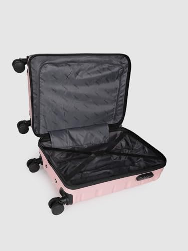 Image of Teakwood 55 CM Unisex Trolley Bag for Travel, Hard Cabin Trolley Large Travel Suitcase Bag, Lock System 360 Degree 8 Rotating Wheels (55 CM, Rose)