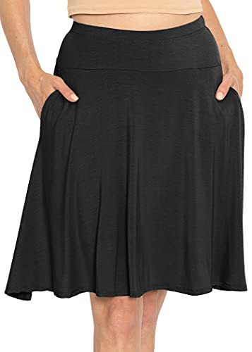 STRETCH IS COMFORT Women's and Plus Knee Length and MIDI A-Line Skirt w/Pockets