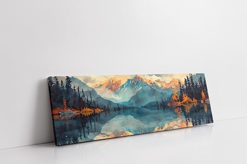 Tableau panoramique de montagne Mid-Century moderne pour salon chic - 30x90cm