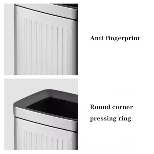 Papelera de baño de acero inoxidable con 2.6 galones de capacidad y diseño delgado 5
