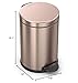 simplehuman 4.5 Liter / 1.2 Gallon Round Bathroom Step Trash Can, Rose Gold Stainless Steel