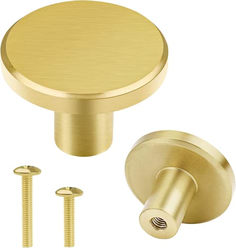 Vandicka 4 Pcs Solid Brass Knobs and Screws, Gold Cabinet Door Knobs & Drawer Pulls