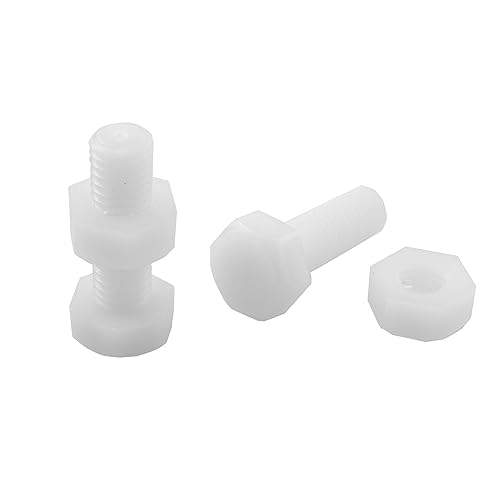 Dzs Elec 45889-FTS-M6-30P 30Pair M6X25Mm White Nylon Full Thread Hex Head Screw And Nut Kit Hex Bolts Plastic Hex Nuts thumb #2