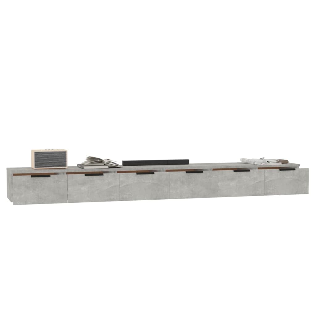 Homgoday Armarios de Pared 2 uds contrachapada Gris hormigón 102x30x20cm Estantería de Pared Colgante Flotante Almacenamiento Espacio Decoración Artículos Diarios en Familia