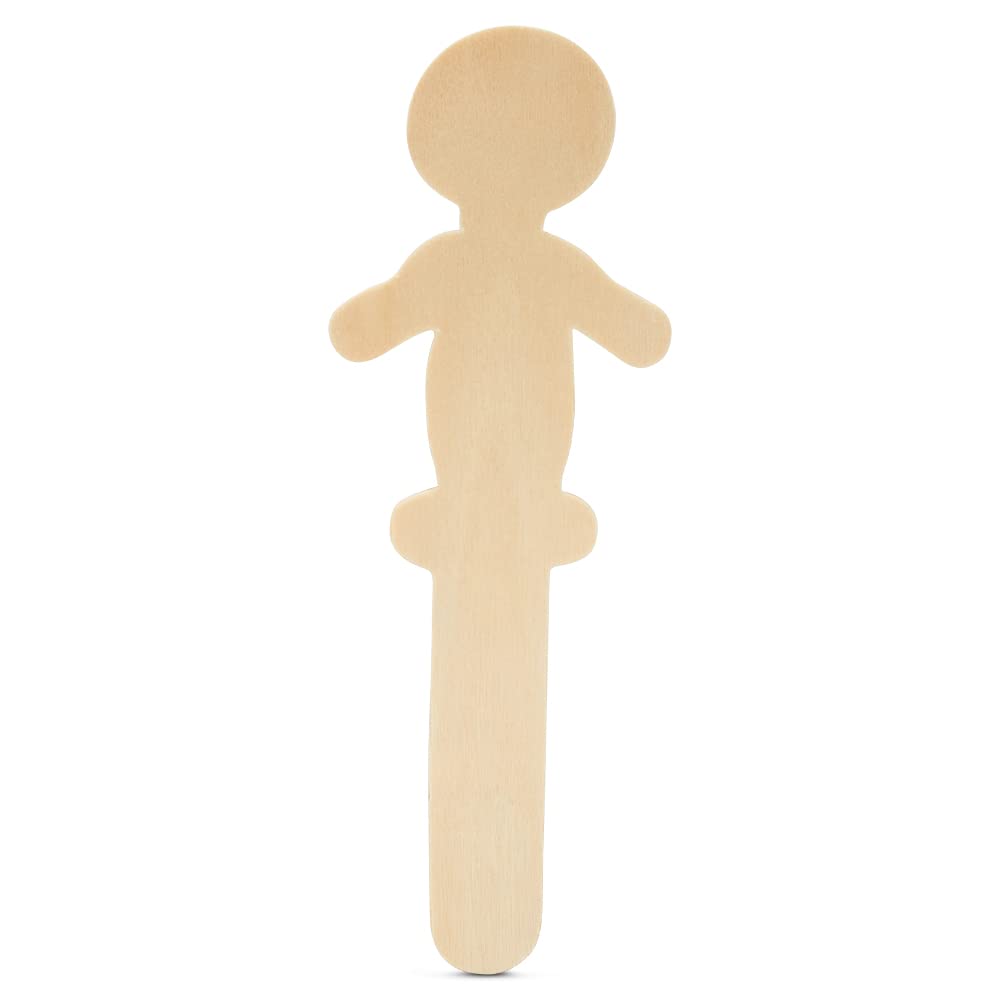 Palitos de madera con forma de gente, 5 pulgadas de alto con una base de 2-1/2 pulgadas, paquete de 50 palitos de manualidades con forma de niño Woodpeckers