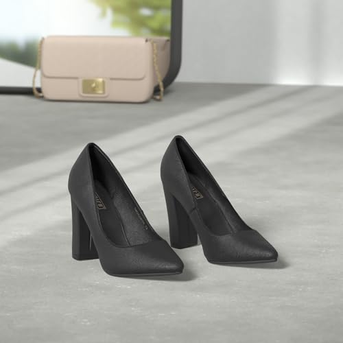 IDIFU Women's IN4 Chunky-HI Block High Heels Closed Pointed Toe Pumps Dress Office Shoes for Women2