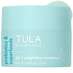 TULA Skin Care 24-7 Weightless Moisture Hydrating Day & Night Cream – Anti-Aging Lightweight Gel Cream Moisturizer for Face, Contains Watermelon & Blueberry Extract