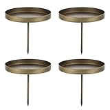 Romadedi Kerzenhalter Adventskranz Gold Stumpenkerzen 8cm - 4er Set Kerzenständer ohne Dorn Stabkerzenhalter zum Stecken Adventsteller Kerzenteller Metall für DIY Advent Kranz Deko