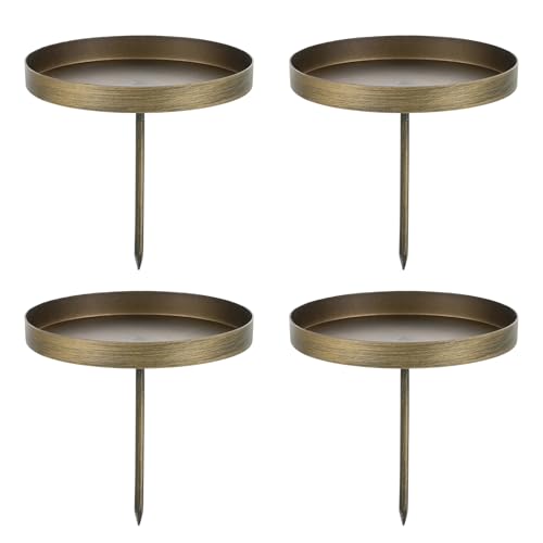 Romadedi Kerzenhalter Adventskranz Gold Stumpenkerzen 8cm - 4er Set Kerzenständer ohne Dorn Stabkerzenhalter zum Stecken Adventsteller Kerzenteller Metall für DIY Advent Kranz Deko