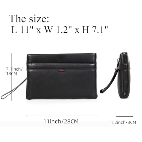 Leather Clutch Bag for Men Handbag Wrist Bag Business Large Wallet Purse Envelope Bag2