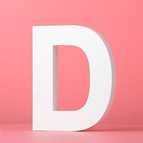 5.9 （L x4.7(H) x0.8(W) 12x12x2cm Wall Letters Marquee Alphabet D Wood Wooden Number DIY Block Words Sign Hanging Decor Letter for Home Bedroom Office Wedding Party Decor White