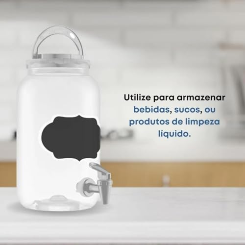 Suqueira Pote De Plástico Com Torneira 3600 Ml Com Lousa (Branco)