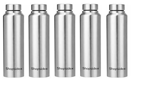 Image of bottle Stainless Steel Water Bottle, 1000 ml, Silver, Leak-Proof, Modern Design Stainless Steel Water Bottle,school /college /office /home /kitchen /gym /travelling (Pack 5)
