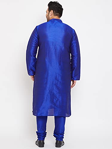 Image of VASTRAMAY Plus Size Men's Silk Blend Kurta Set-New Blue