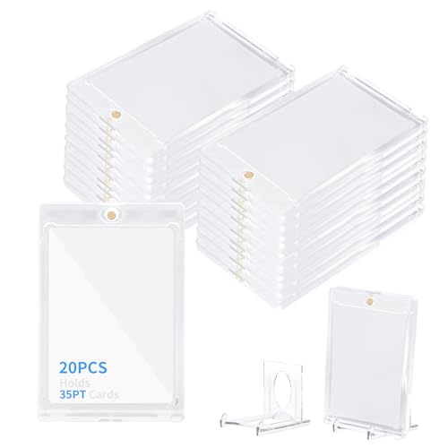 20+5 Magnetic Trading Card Holder Pack Display Stand, One Touch Card Holder Baseball Card Protectors, Baseball Card Holder, Hard Acrylic Card Cases, Card Protector, Fit for Standard Card (35PT(20+5))
