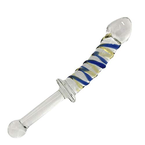 LJX Crystal Glass Wands Dil*do with Handle for Women Smooth and Comfortable G-spot