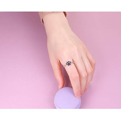 S925 Sterling Silver Jewelry Engraved Forever in my heart Puppy Dog Cat Pet Paw Print CZ Ring2