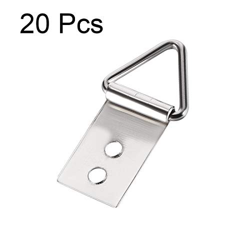 Image of uxcell Triangle Ring Picture Hangers, 35mm x 18mm Silver Tone Assortment Kit for Photo Hanging Solutions, 20 Pcs