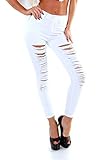 Klassisch im Five-Pocket-Cut OSAB-Fashion 10840 Damen Treggings Slimline Hose Destroyed Risse Stretch Panty