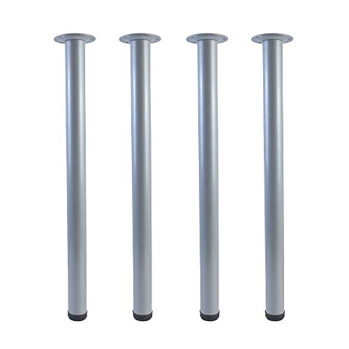 Image of QLLY 28 inch Adjustable Metal Desk Legs, Heavy Duty Furniture Table Legs with 1 inch Leveling Adjustment for DIY Office Desk, Workbench, Dining Table, Set of 4 (Grey)