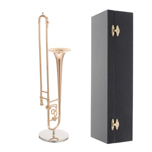 Operitacx 銅製ミニ長号模型装飾品 卓上インテリア工芸品 独特な楽器オーナメント 向け耐久性卓上飾り