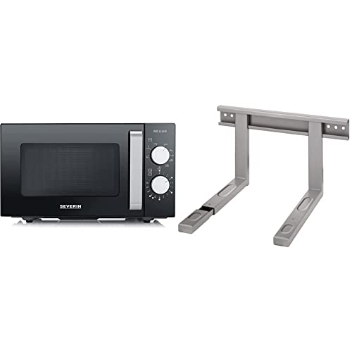 Severin Four Micro-ondes, Gril, 20L, jusqu’à 1 000W, 9 niveaux de puissance, Fond plat céramique & Hama Xavax Support mural pour micro-ondes (porte micro-onde, 27 x 47 x 5 cm) Argent