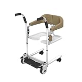 Patientenlifter für Zuhause, Badezimmerrollstuhl, Patientenlifter für Zuhause und im Auto, tragbarer Transportstuhl mit um 180° geteiltem Sitz und weichem Kissen, Nachtkommode