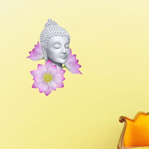 Image of Lord Buddha PVC Vinyl,Wall Sticker for Home Decor - Ideal for Living Room, Bedroom, Hall, Kids Room, Play Room (Size -45 cm x 45 cm) (Buddha with Lotus (48 Cm X 35 Cm))