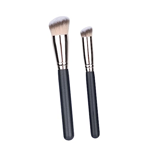 HONITANO 2 piezas Pinceles de Maquillaje Portátiles para Base y Corrector Brochas Cosméticas para Mujeres Diseño Ergonómico Multiusos para Polvo y Maquillaje Líquido