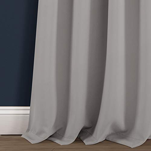 Lush Decor, Light Gray Insulated Knotted Tab Top Blackout Window Curtain Panel Pair, 95" X 52", 95 In X 52 #TOP6