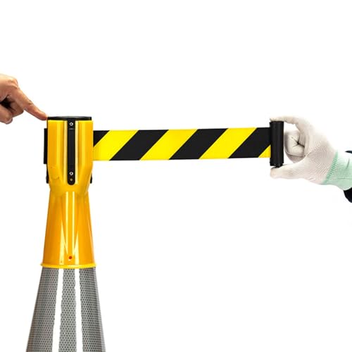 CAIFEXUE 2/3/5/10M Cone-Mounted Retractable Belt, Cbarrier Retractable Topper for Traffic Cone,Need Interlocking Multiple Units/a/2M(6.6Ft)