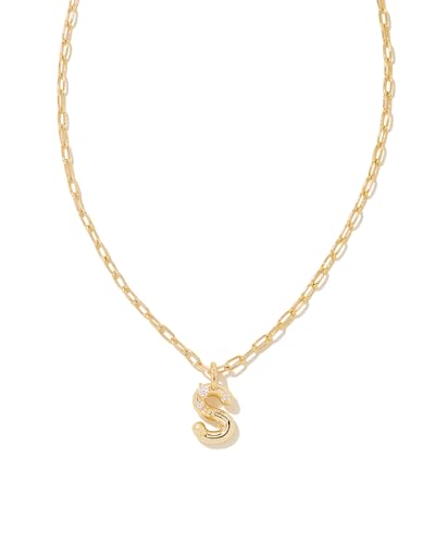 Kendra Scott Crystal Letter S Short Pendant Necklace 14k Gold-Plated Brass Fashion Jewelry for Women