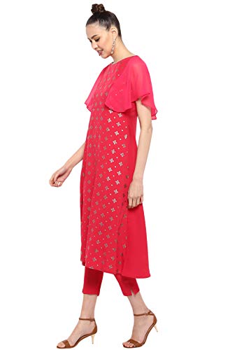 Image of Janasya Women's Poly Crepe A-Line Kurta With Pant