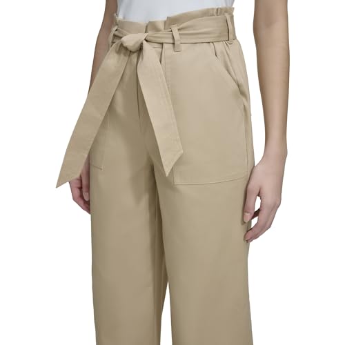 Calvin Klein Women's Woven Cropped Wide Leg Pant with Belt4
