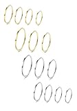 LOYALLOOK 8-14Pcs 1mm Stainless Steel Women's Plain Band Knuckle Stacking Midi Rings Comfort Fit Silver/Gold Tone