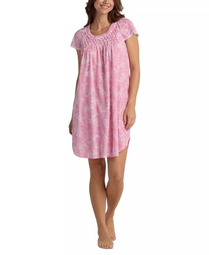 Image of Miss Elaine Short Cottonessa Nightgown, Short Sleeves and Beautiful Pattern Gown, Sleepwear & Loungewear