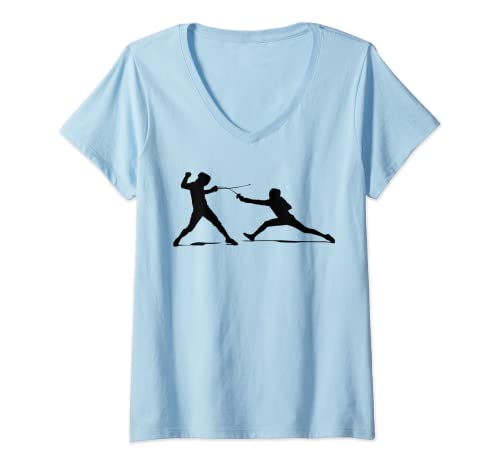 Damen Fencing Shirt | Fencers Swordplay Lovers T-Shirt Geschenk T-Shirt mit V-Ausschnitt