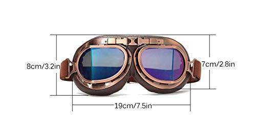 Lunettes Moto Vintage Steampunk Cuivre - Protection UV, Lentilles Jaunes/argentées, Bandeau Réglable
