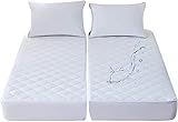 Waterproof Quilted Split California King Mattress Protector Pad for Adjustable Bed 2 Cali Twin XL 36x84 Soft Noiseless Fitted Mattress Cover Padded Topper with Enhanced Elastic Pocket White