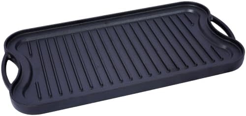 Pre-Seasoned Cast Iron Reversible Rectangular Grill/Griddle, Black,20inch x 10inch