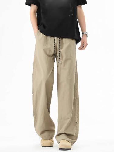 Men's Retro Drawstring Wide Leg Pants - US Style3