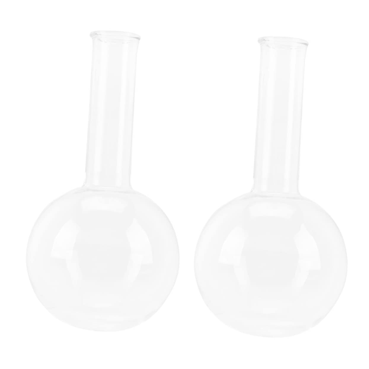 Rundkolben Glasflaschen aus Glas mit Schmalem Hals 2 Stück für Chemische Experimente im Labor und Wissenschaftliches Studium