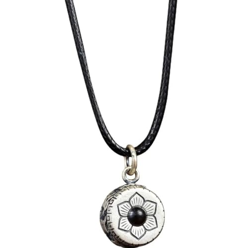 Collier bouddhiste tibétain homme avec amulette mantra 6 mots en aluminium